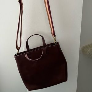 Madewell Zip-Top Transport Crossbody: Merlot with strap